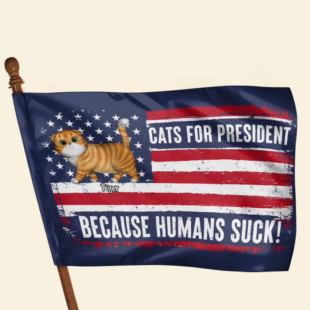 Personalized Cat Lovers House Flag - Funny 'Cats for President' 2024 Election Theme