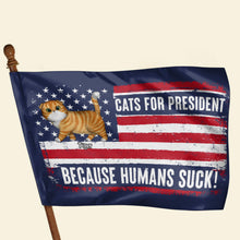 Load image into Gallery viewer, Personalized Cat Lovers House Flag - Funny &#39;Cats for President&#39; 2024 Election Theme
