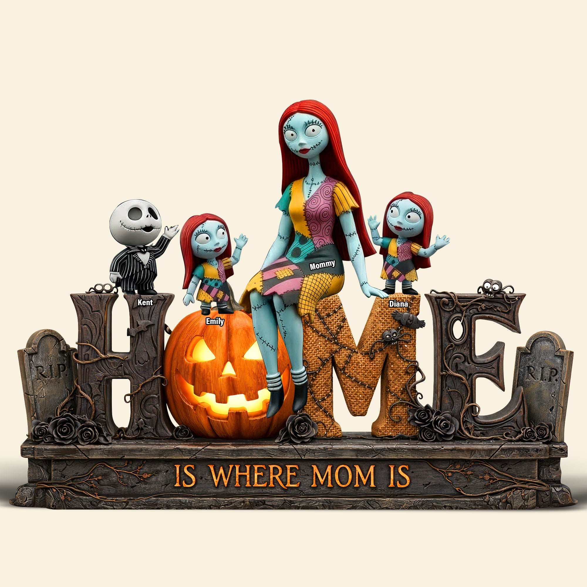 Home is Where Mom Is - Personalized Mom and Kids Spooky Acrylic Plaque - Gift for Mom, Grandmother, and More Shaped Plaques PopCulturePrints