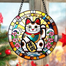 Load image into Gallery viewer, Lucky Cat Personalized Christmas Suncatcher Ornament
