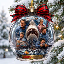 Load image into Gallery viewer, "Make Waves This Christmas!" - 50th Anniversary Jaws Ornament - Personalized Gift for Movie Lovers

