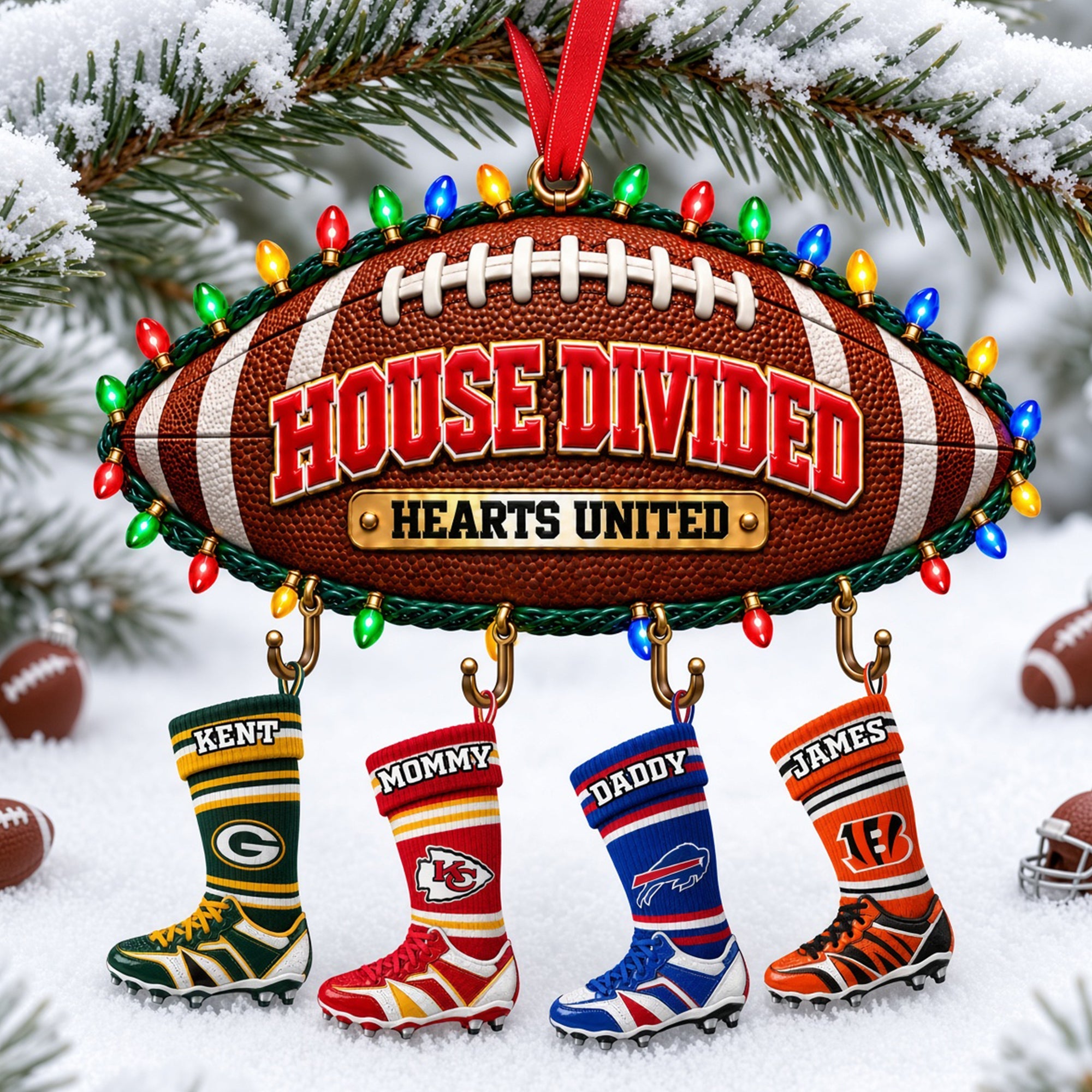 Celebrate Love Across Rivalries - House Divided Christmas Ornament, Personalized Gift for Sports Lovers