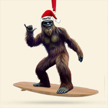Load image into Gallery viewer, Customizable Santa Surfer Bigfoot Ornament Ornament PopCulturePrints
