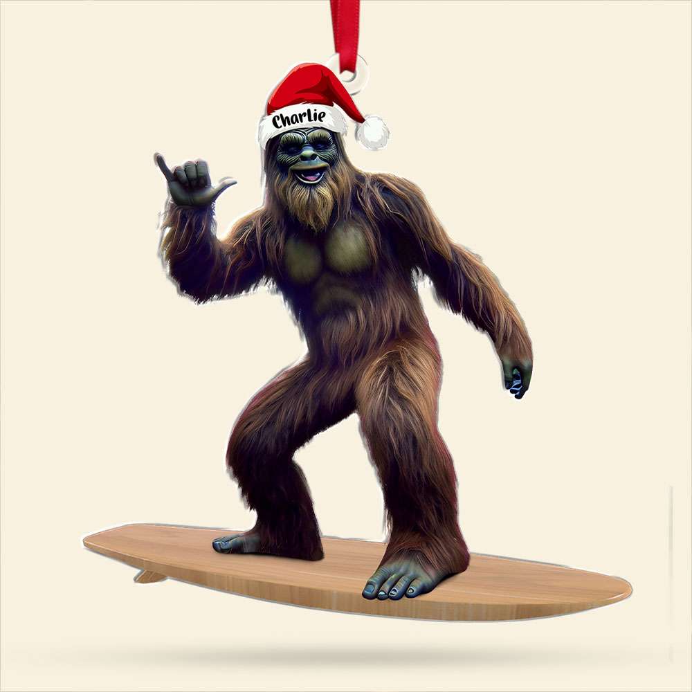 Customizable Santa Surfer Bigfoot Ornament Ornament PopCulturePrints