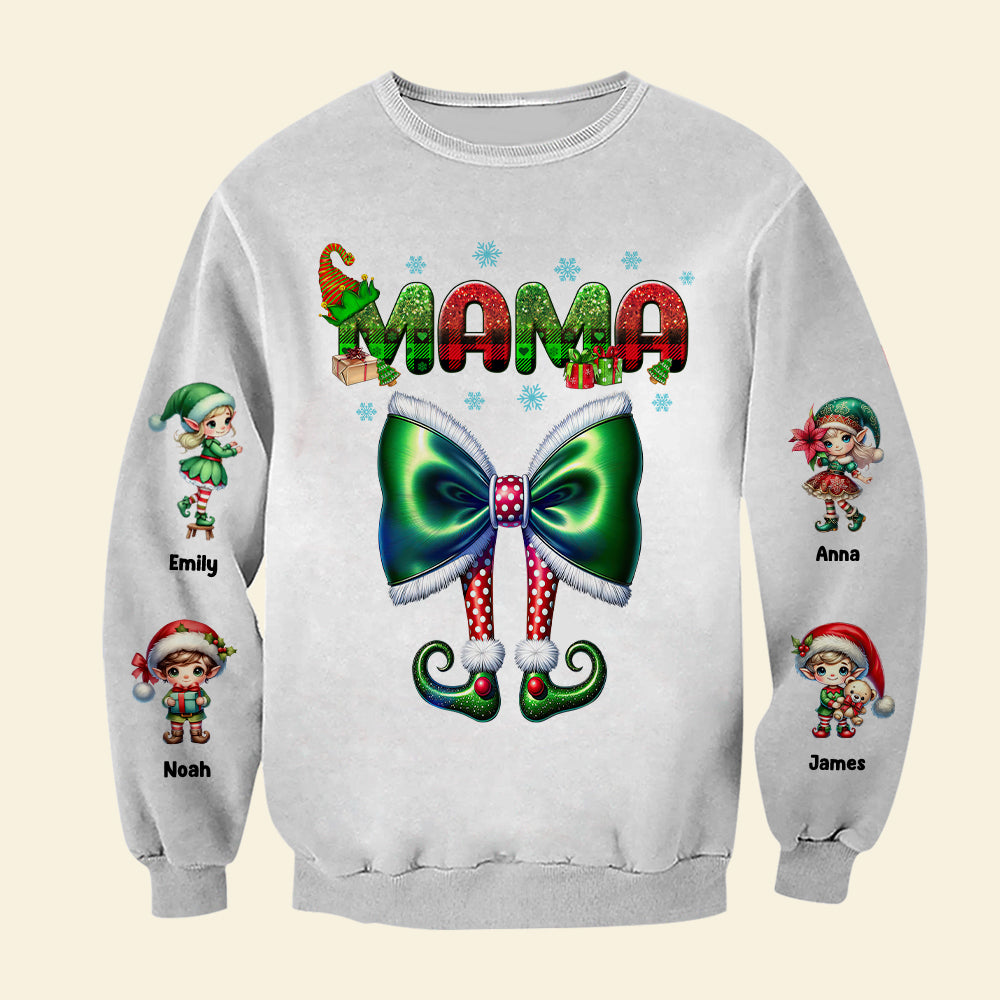 Custom Christmas Elf Mom Sweatshirt - Personalized Gift for Mom