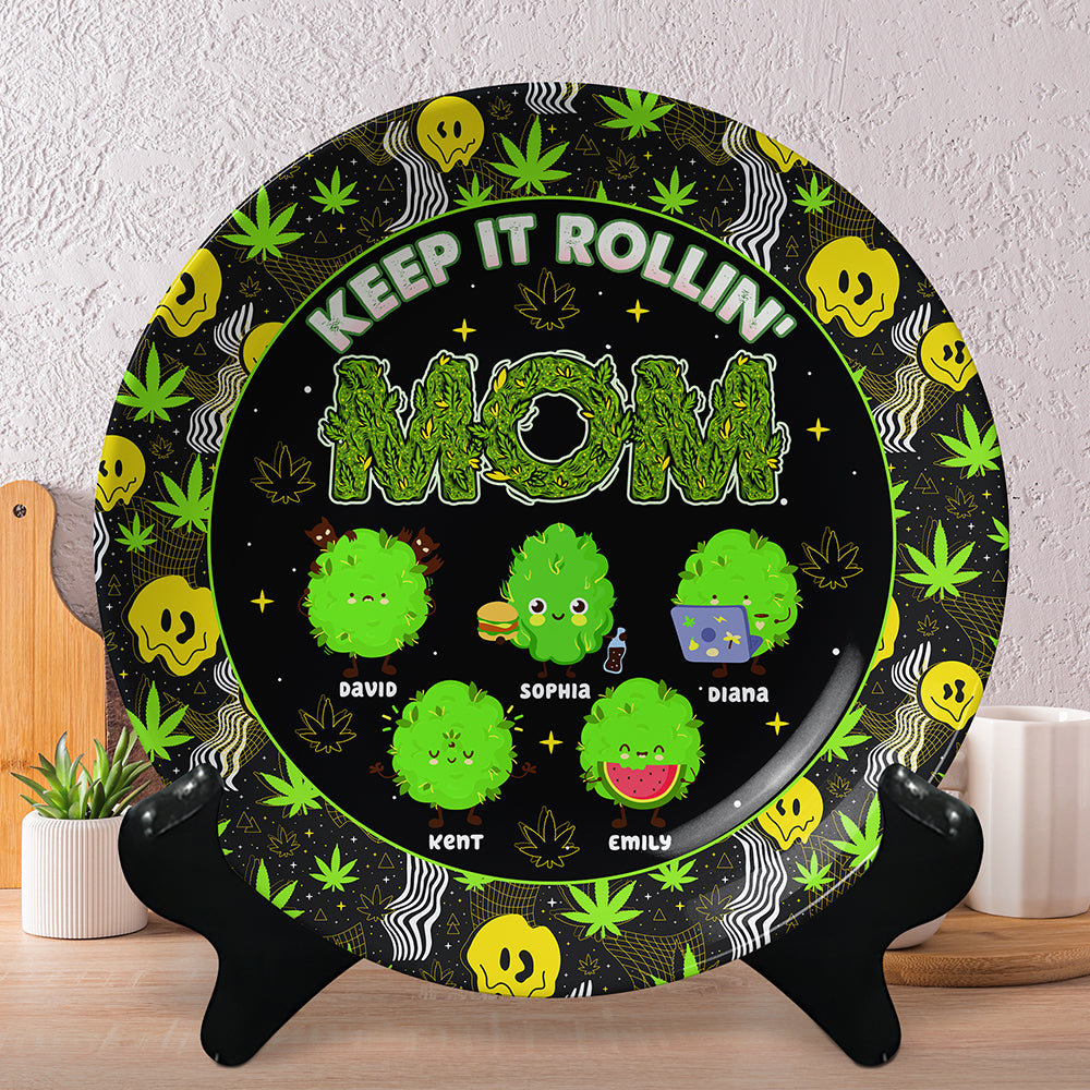 “Keep It Rollin’ DAD” - Personalized Ceramic Round Plate for Dad, Perfect Gift for Father's Day & Grandpa Ceramic Round Plate PopCulturePrints