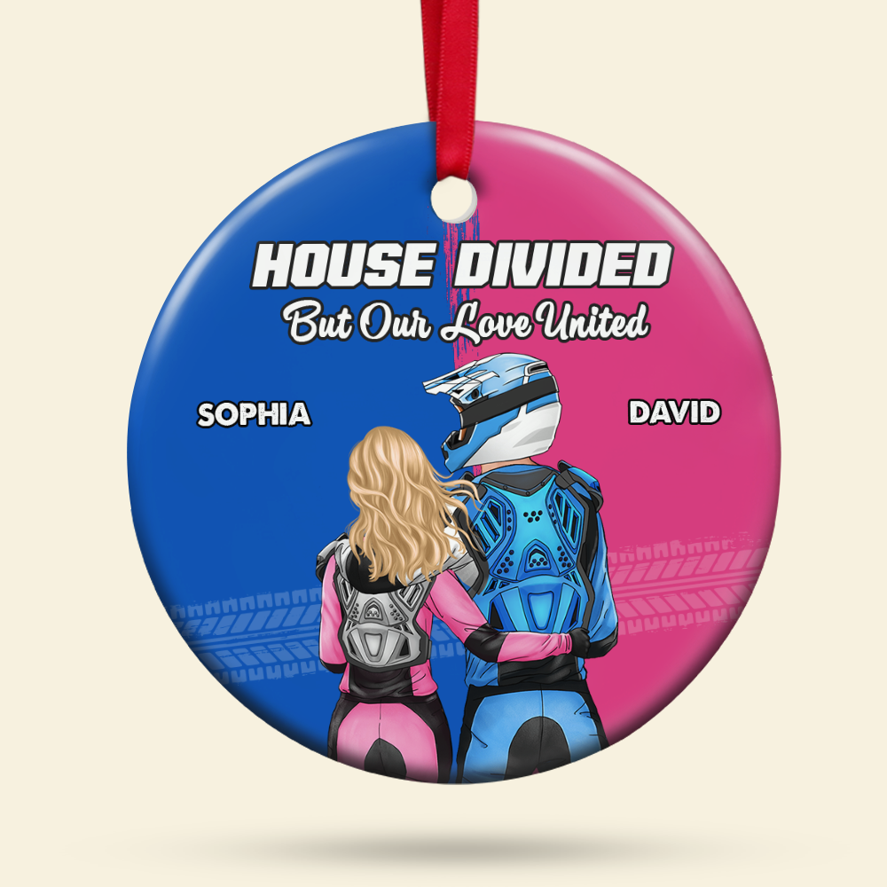 Custom Motocross Couple Christmas Ornament - House Divided Ornament PopCulturePrints