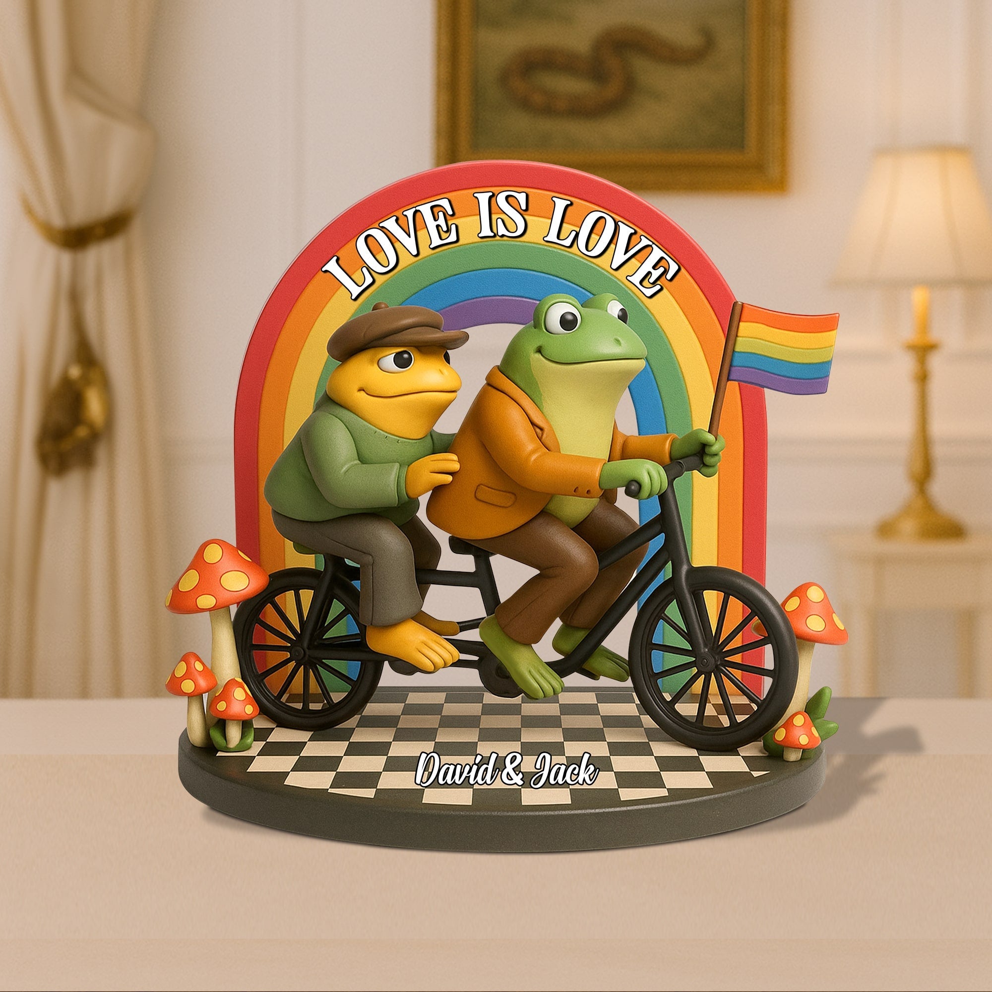 Love is Love - Personalized LGBT Frog Couple Plaque for Special Moments Shaped Plaques PopCulturePrints