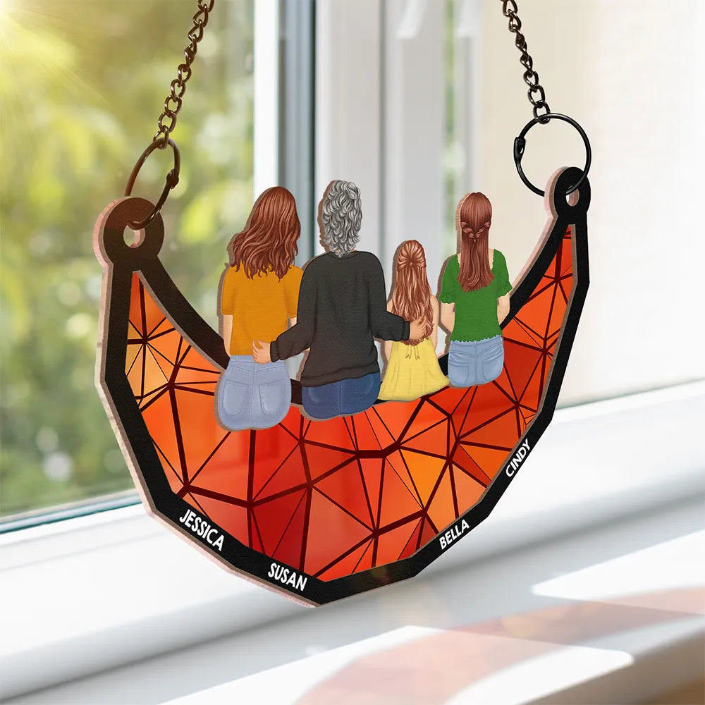 Together On The Moon - Personalized Window Hanging Suncatcher Ornament Suncatcher Ornament PopCulturePrints