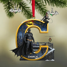 Load image into Gallery viewer, “Embrace the Night: Personalize Your Shadow Wing Initials Christmas Ornament - A Unique Gift for Fans” Ornament PopCulturePrints
