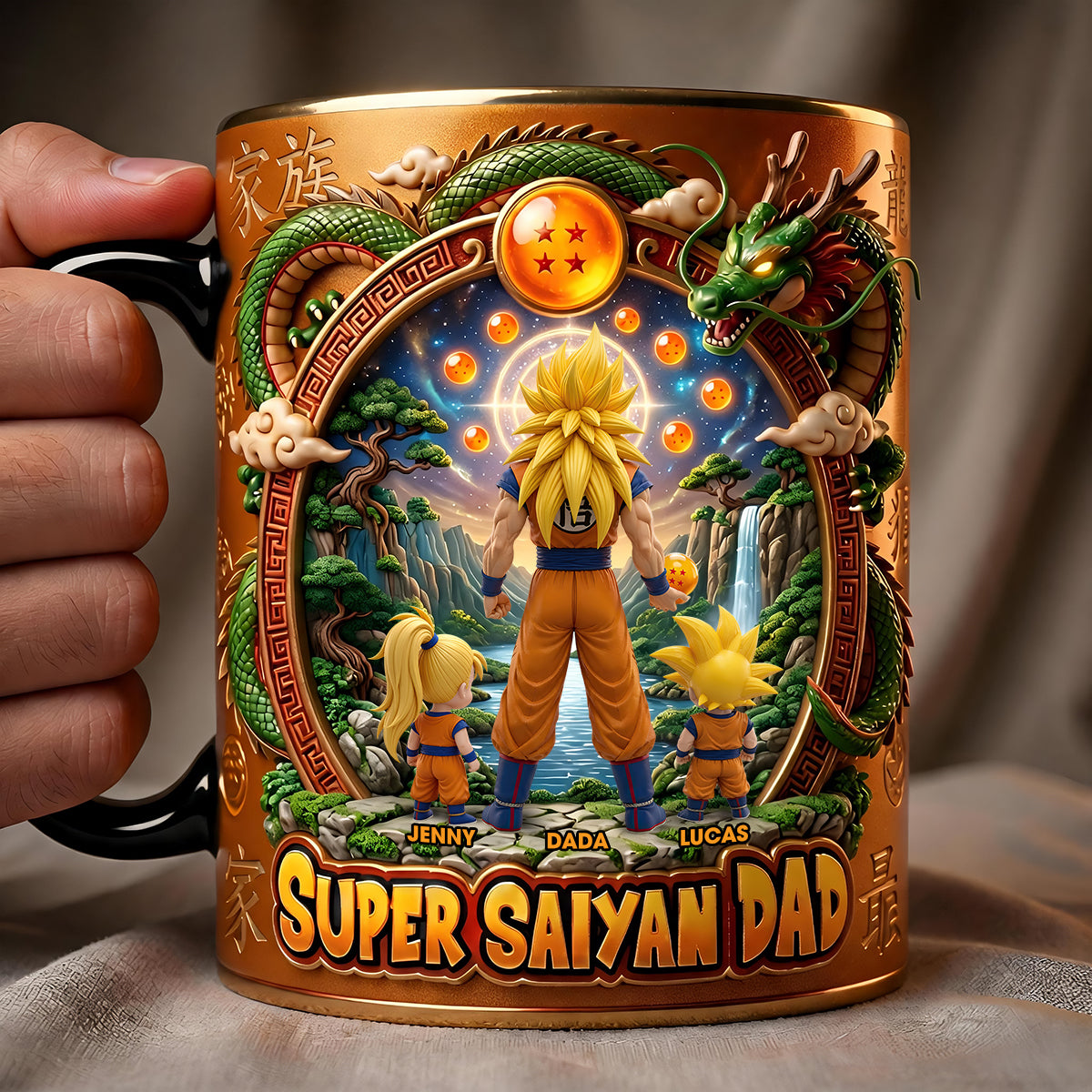 “Every Day is an Adventure with Super Saiyan Dad!” - Personalized Coffee Mug for Dads and Granddads Coffee Mug PopCulturePrints