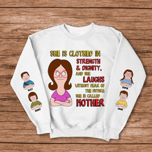 Load image into Gallery viewer, “She is Clothed in Strength &amp; Dignity” - Personalized Mom Shirt - Gift for Mom, Grandma, and Special Women AOP Products PopCulturePrints
