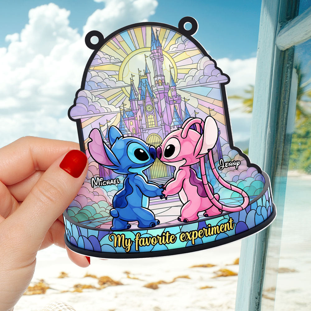 Love Blooms with Our Cute Blue Monster Couple Suncatcher - Personalized Gift for Couples Ornament PopCulturePrints