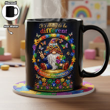 Load image into Gallery viewer, “It's okay to be different” - Gnome Puzzle Magic Coffee Mug - Personalized Gift for Autistic Individuals Coffee Mug PopCulturePrints
