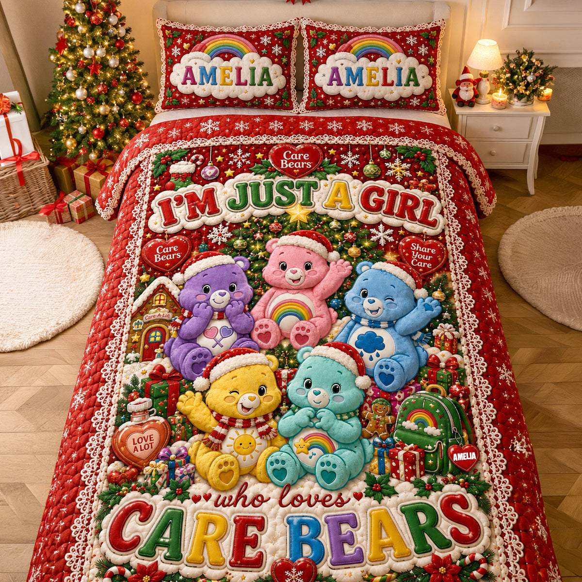 I'm Just A Girl Who Loves Care Bears - Personalized Quilt Bedding Set