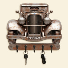 Load image into Gallery viewer, Rev Up Your Space: Personalized Hot Rod Key Hanger - Perfect Gift for Car Enthusiasts Wood Sign PopCulturePrints

