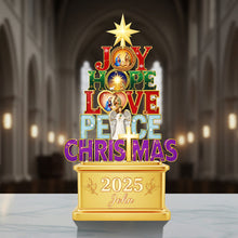 Load image into Gallery viewer, Joy, Hope, Love, Peace - Personalized Christmas Acrylic Plaque for Christians Shaped Plaques PopCulturePrints
