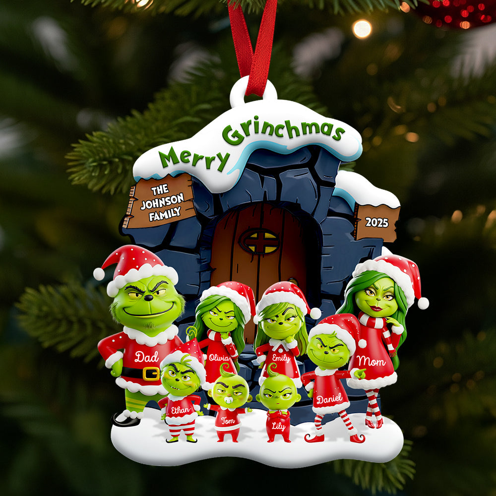 Merry Grinchmas Family Christmas Ornament - Personalized Gift for Families Ornament PopCulturePrints