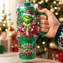 Load image into Gallery viewer, "Spread Holiday Cheer with the Grinch!" - Unique Santa 40oz Tumbler With Handle - Personalized Gift for Everyone
