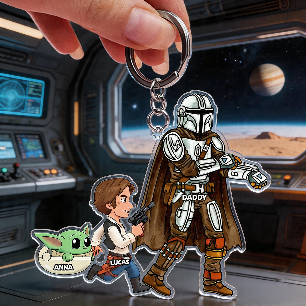 “The Force Is Strong with Our Family” - Strong Dad and Kids Acrylic Keychain - Personalized Gift for Dad, Grandpa, and Kids Keychains PopCulturePrints