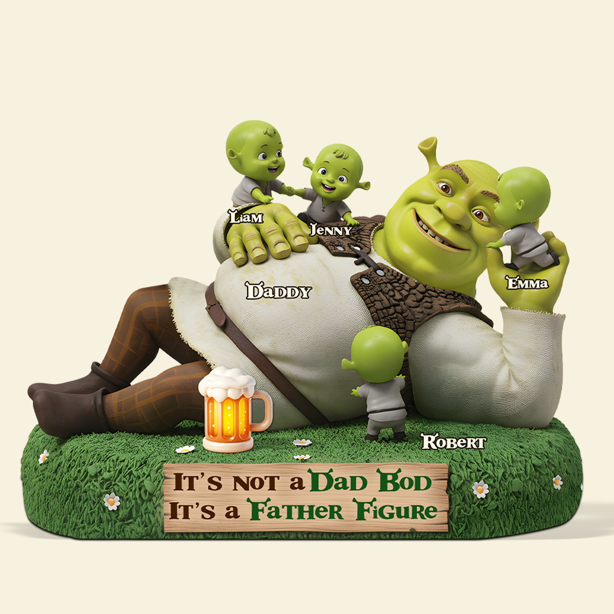 It's Not a Dad Bod, It's a Father Figure - Personalized Green Dad Bod Plaque Shaped Plaques PopCulturePrints