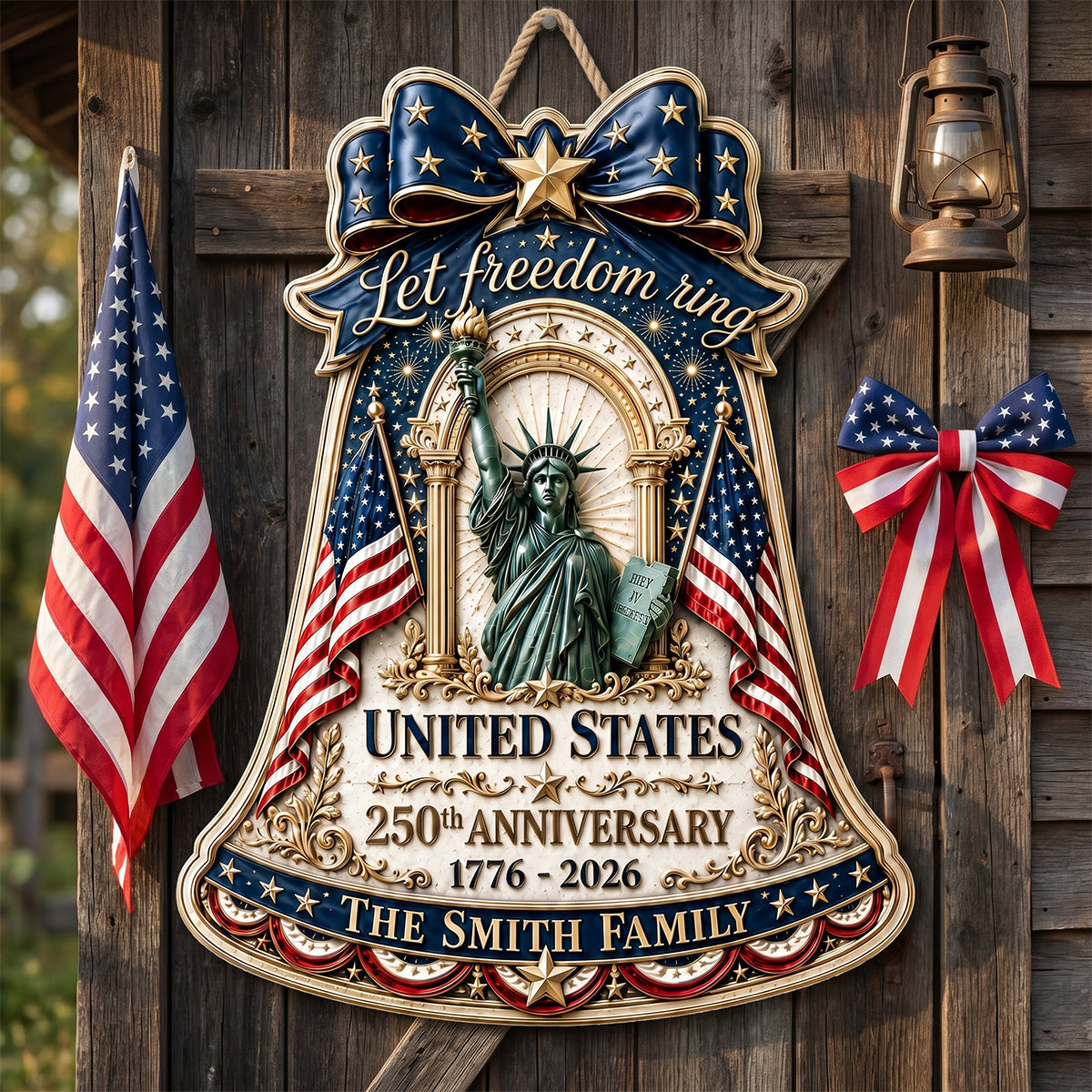 Let Freedom Ring - Celebrate the 250th Anniversary of America - Personalized Acrylic Sign for Families
