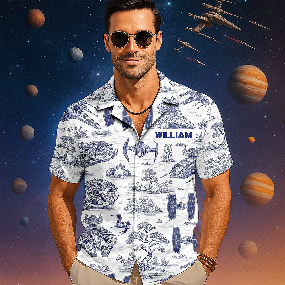 Explore the Galaxy with Your Personalized Touch - Galactic Toile Hawaiian Shirt - Unique Gift for Galaxy Lovers Hawaiian Shirts PopCulturePrints