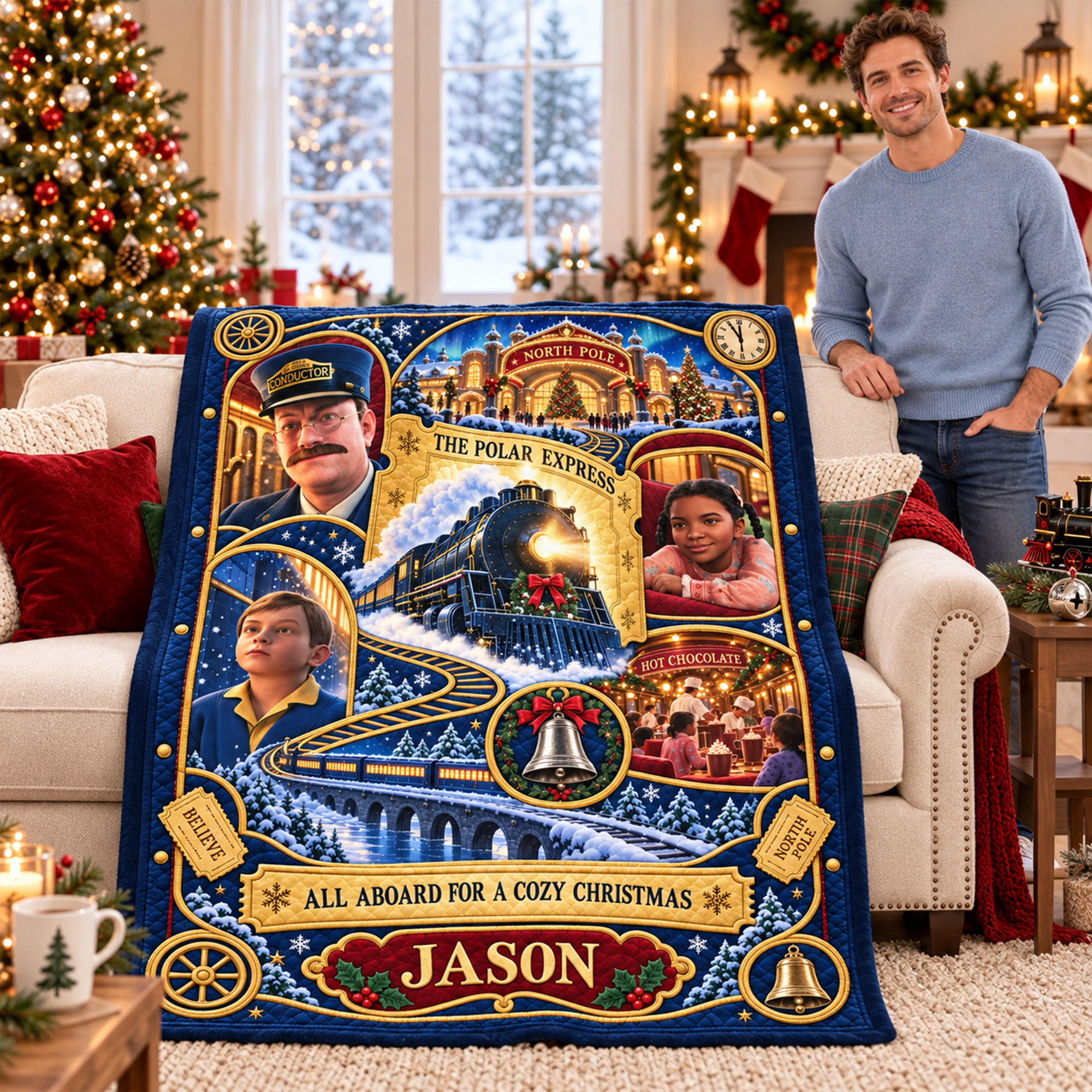 All Aboard The Merry Express To The Christmas Wonderland Blanket - Personalized Christmas Gifts 02haqn091026 Blanket PopCulturePrints