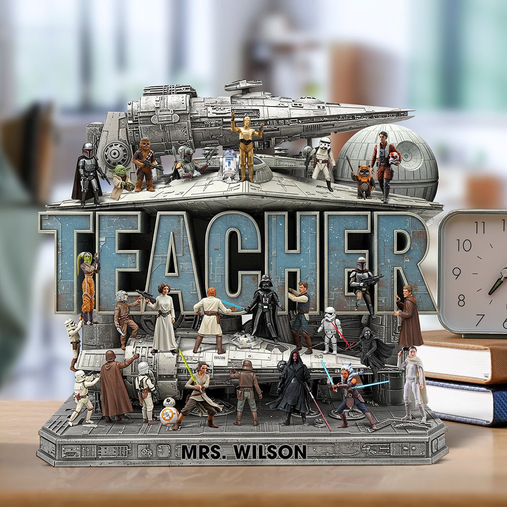 Best Teacher In The Galaxy - Personalized Teacher Acrylic Plaque Shaped Plaques PopCulturePrints