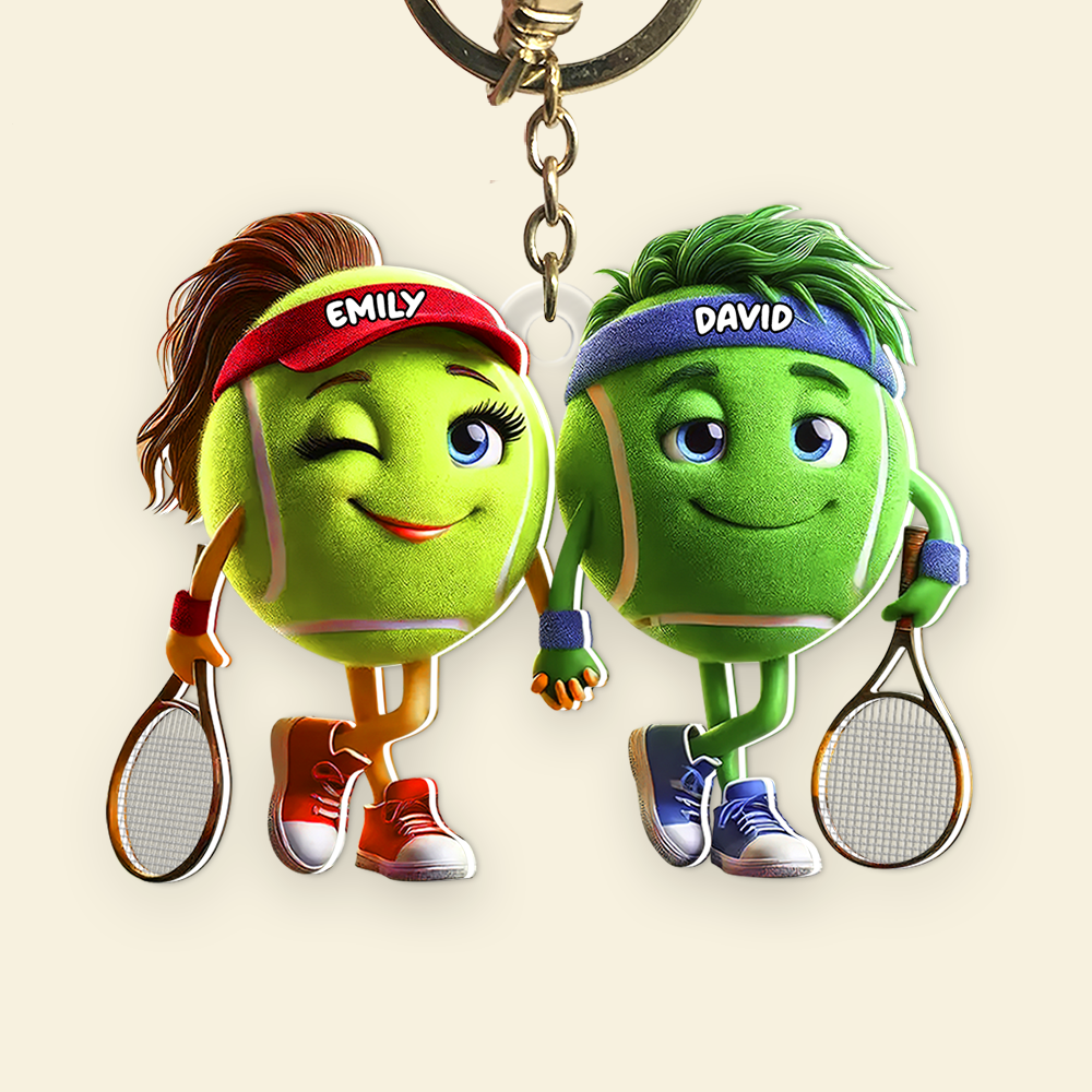 Personalized Tennis Couple Keychain - Custom Match Love Keychains PopCulturePrints