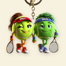 Load image into Gallery viewer, Personalized Tennis Couple Keychain - Custom Match Love Keychains PopCulturePrints

