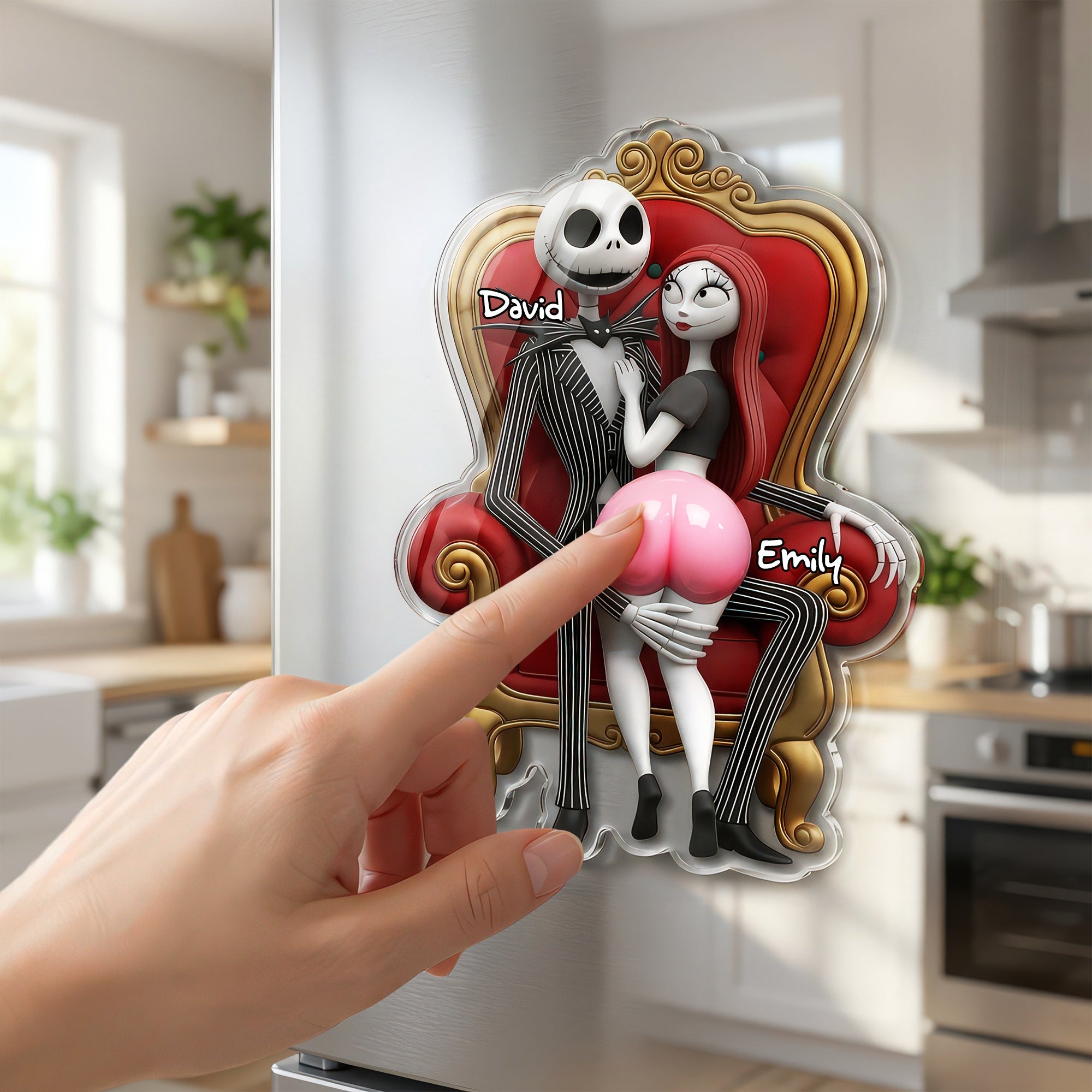 "Cheeky Love, Perfectly Personalized" - Acrylic Fridge Magnet for Couples
