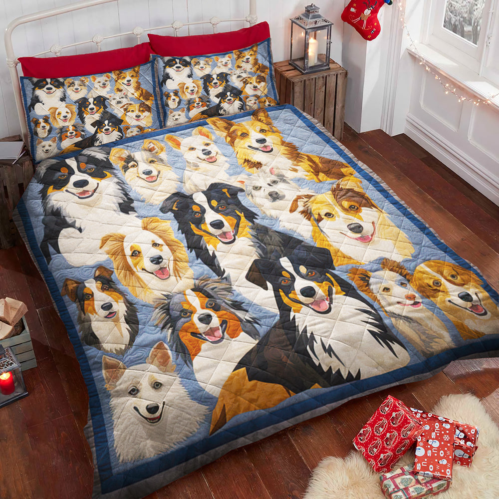Festive Australian Shepherd Christmas Quilt Set - Perfect Gift for Dog Lovers Blanket PopCulturePrints