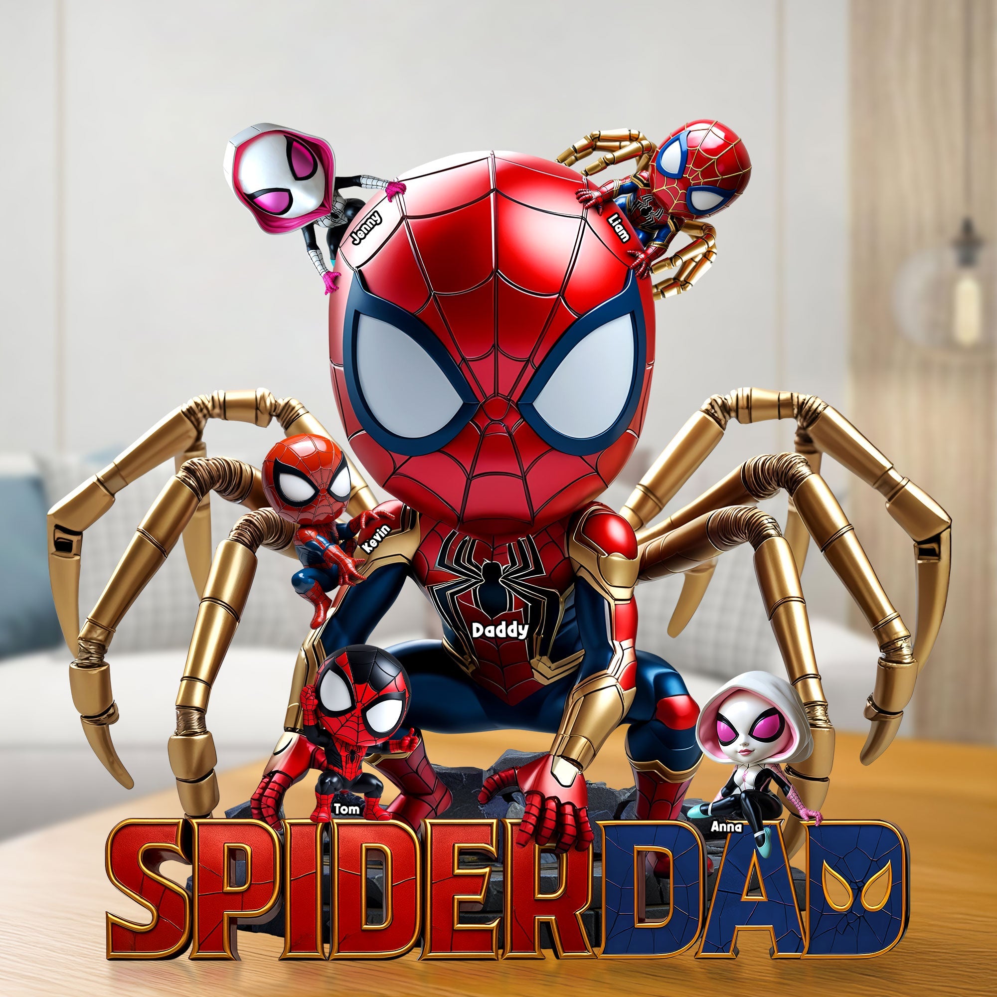 “Swing into Action with Spider Dad” – Personalized Gift for Dads, Grandpas & Superheroes Shaped Plaques PopCulturePrints