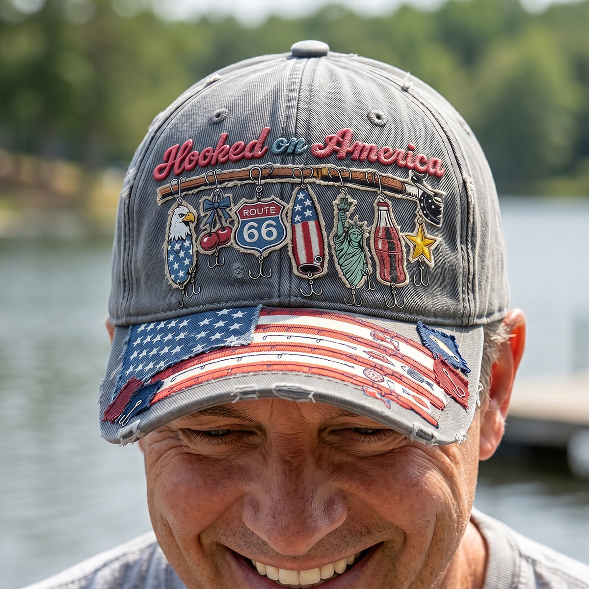 Hooked On America Classic Cap - Personalized Gift for Fishing Lovers