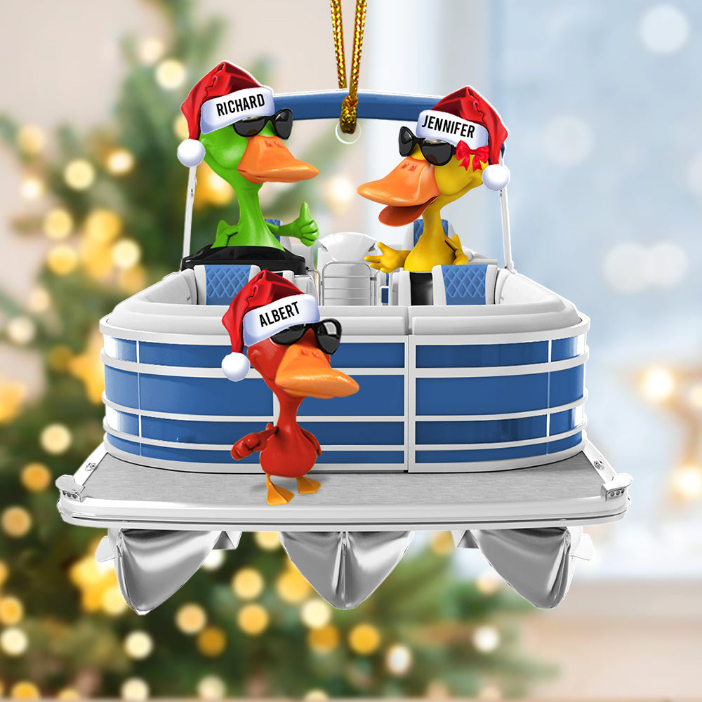 Personalized Pontoon Trip Duck Christmas Ornament