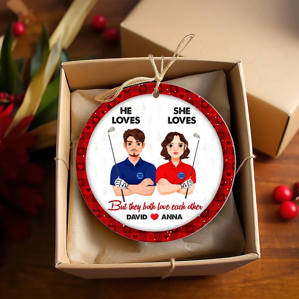 Personalized Golf Couple Ornament - Perfect Valentine's Day Gifts and Christmas Gift Ornament PopCulturePrints