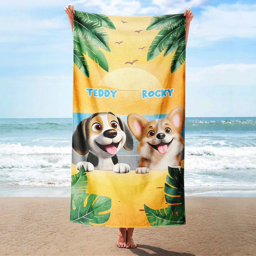 Tropical Dogs Make Life Better - Personalized Beach Towel for Dog Lovers Beach Towel PopCulturePrints