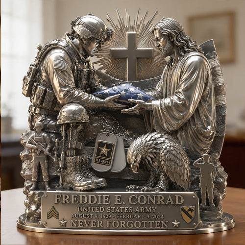 God Bless Our Veteran Plaque - A Personalized Keepsake to Honor Your Loved One Shaped Plaques PopCulturePrints