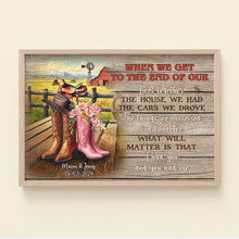Load image into Gallery viewer, Personalized Cowboy Couple Wall Art - Boots on Western Farm Canvas Poster &amp; Canvas PopCulturePrints
