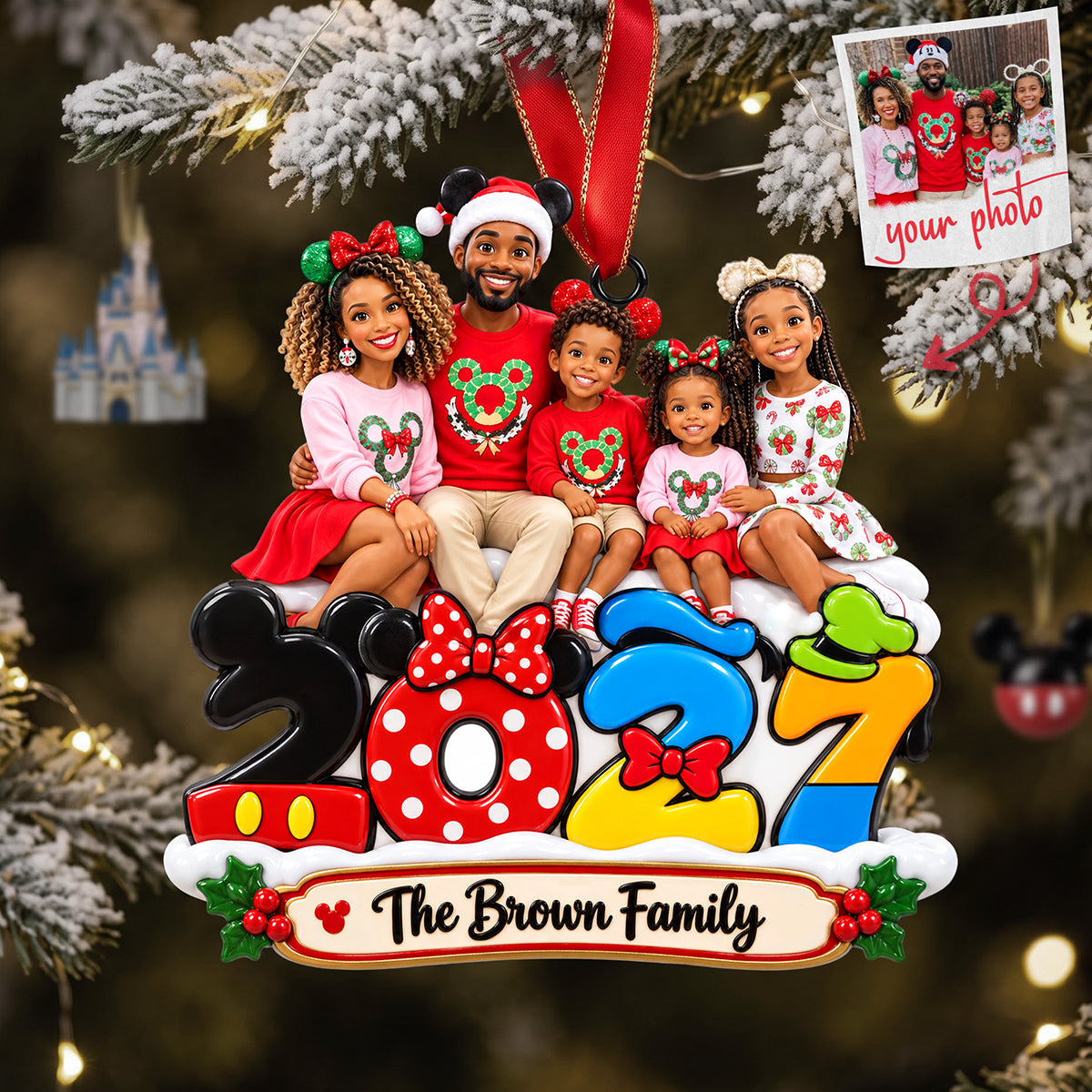Cherish Family Moments This Christmas - Personalized Custom Photo Ornament Gift for Family and Friends