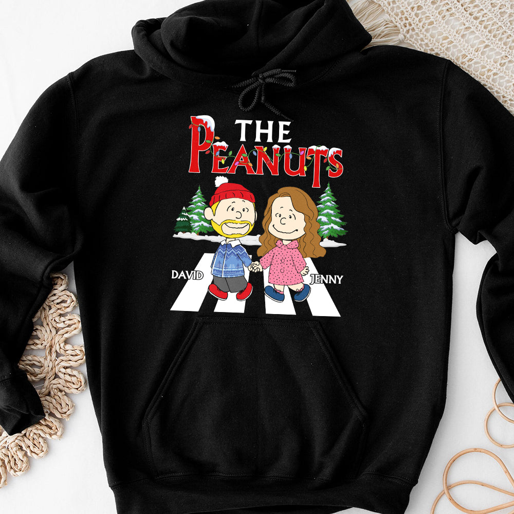 Personalized Christmas Couple Sweatshirt - The Peanuts Themed Design