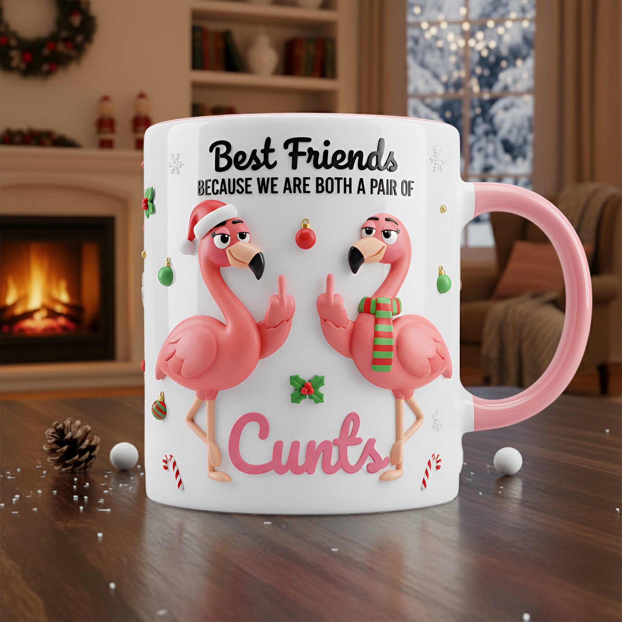 Best Friends Flamingo Mug - Customizable Gift for Your Besties Coffee Mug PopCulturePrints