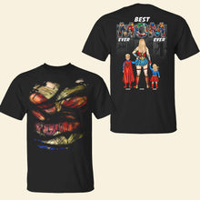 Load image into Gallery viewer, Best Dad Ever - Personalized Dad Shirt with Superhero Theme Shirts PopCulturePrints
