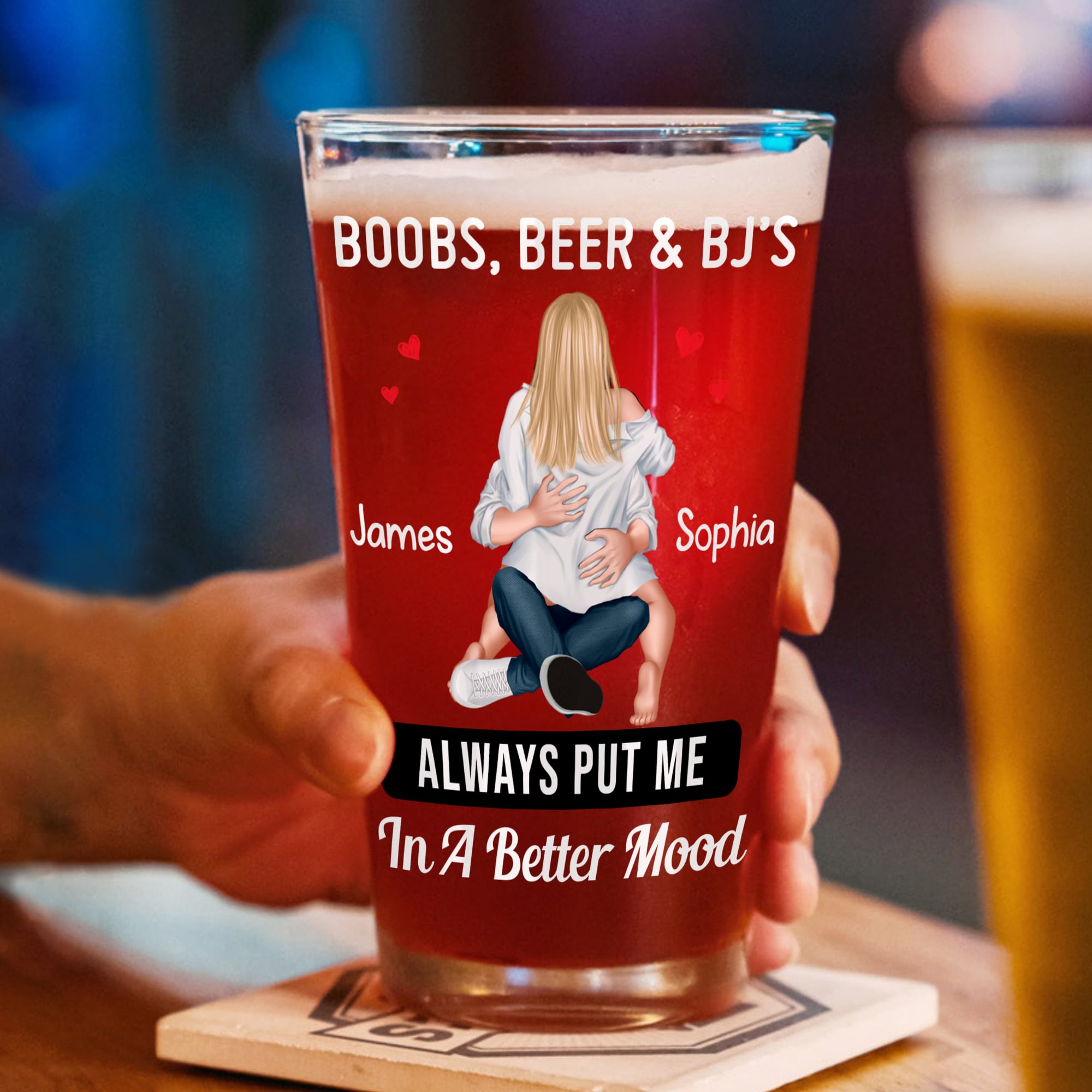 Personalized Naughty Couple Beer Glass - Funny Gift for Beer Lovers