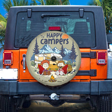 Load image into Gallery viewer, Personalized Happy Campers Tire Cover - Perfect Gift for Camping Couples Tire Covers PopCulturePrints
