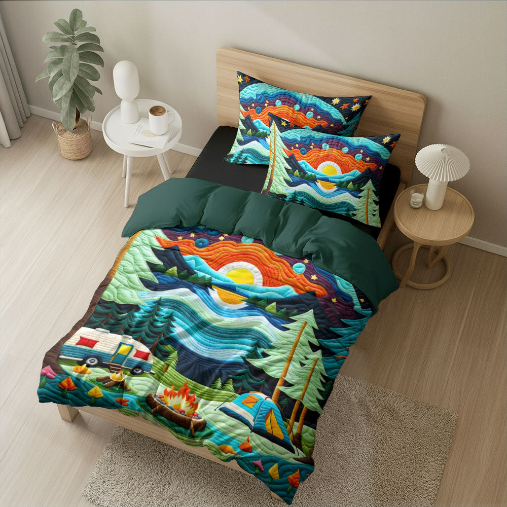 Camping Lover Quilt Bed Set - Perfect Gift for Nature Enthusiasts Blanket PopCulturePrints