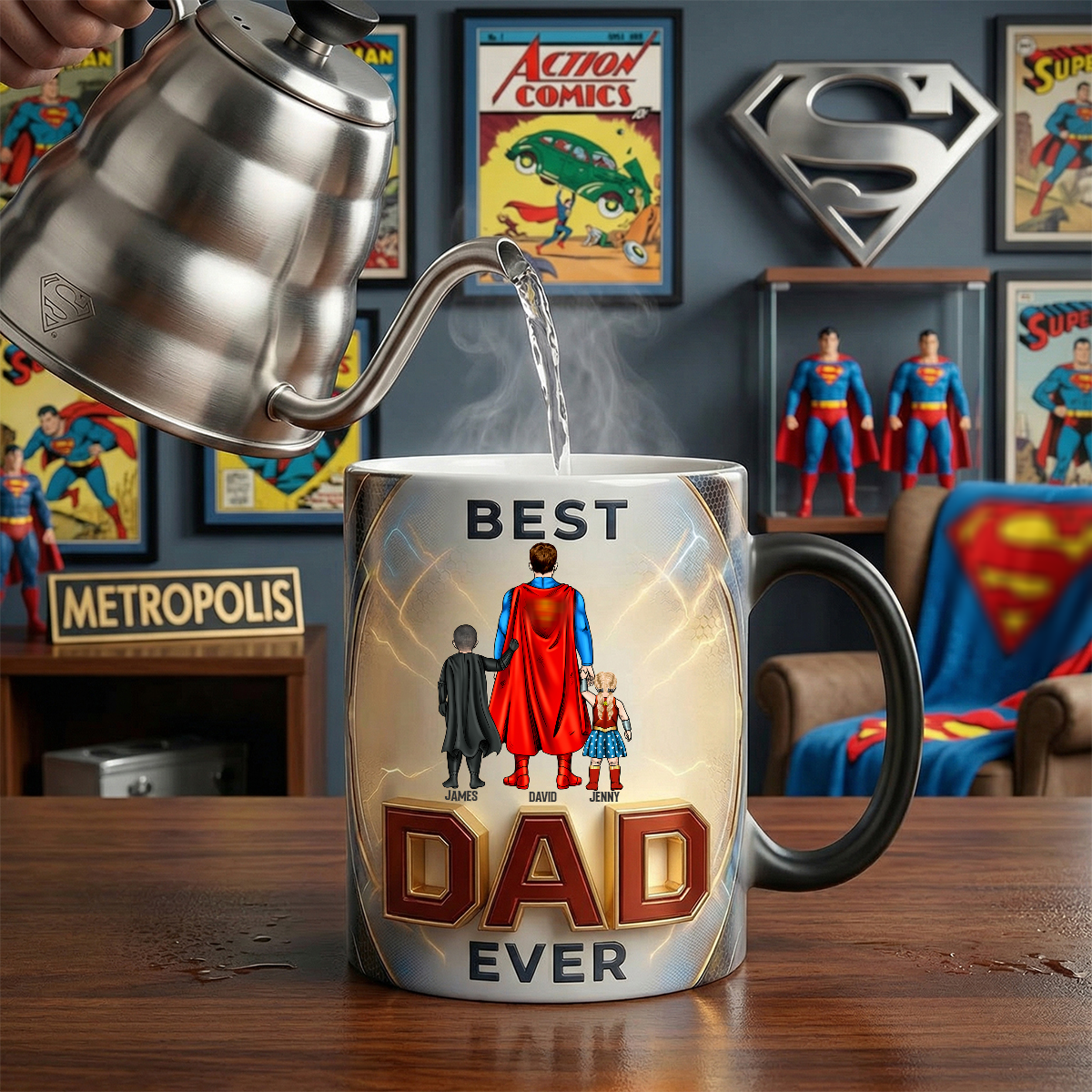 Best Dad Ever Magic Coffee Mug - Personalized Gifts for Dads Coffee Mug PopCulturePrints