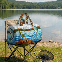 Load image into Gallery viewer, “Catch the Joy” - Personalized Fishing Quilted Duffle Bag for Any Fishing Enthusiast Quilted Duffle Bag PopCulturePrints
