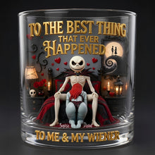Load image into Gallery viewer, "To The Best Thing That Ever Happened" - Naughty Gothic Couple Round Glass - Personalized Gift for Couples Glass PopCulturePrints
